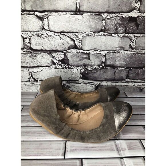 Fiel Gray Suede Leather Cap Toe Ballerina Ballet Flats Shoes Women Sz 8US/38.5EU - Picture 6 of 16